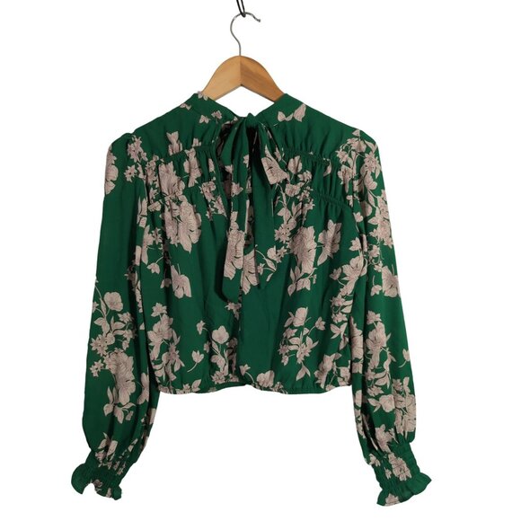Sienna Sky Blouse Womens XS Green Floral Cottagecore Feminine Flirty - Picture 3 of 10